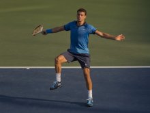 Grigor Dimitrov (BUL) in action during his match against Ryan Harrison (USA) Wednesday. (Susan Mullane-USA TODAY Sports)