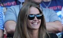 Kim Sears was in her usual position courtside to watch her fiance make short work of Sousa
