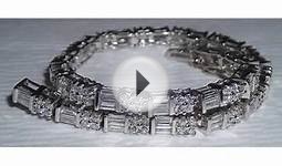$2988 Diamond 4 carats tennis bracelet white gold baguettes
