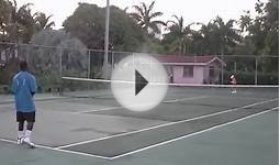 Tennis Practice Match With Davis Cup Player 2nd Game.