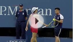 U.S. Open 2013: Francesca Schiavone Hugs Ball Boy During